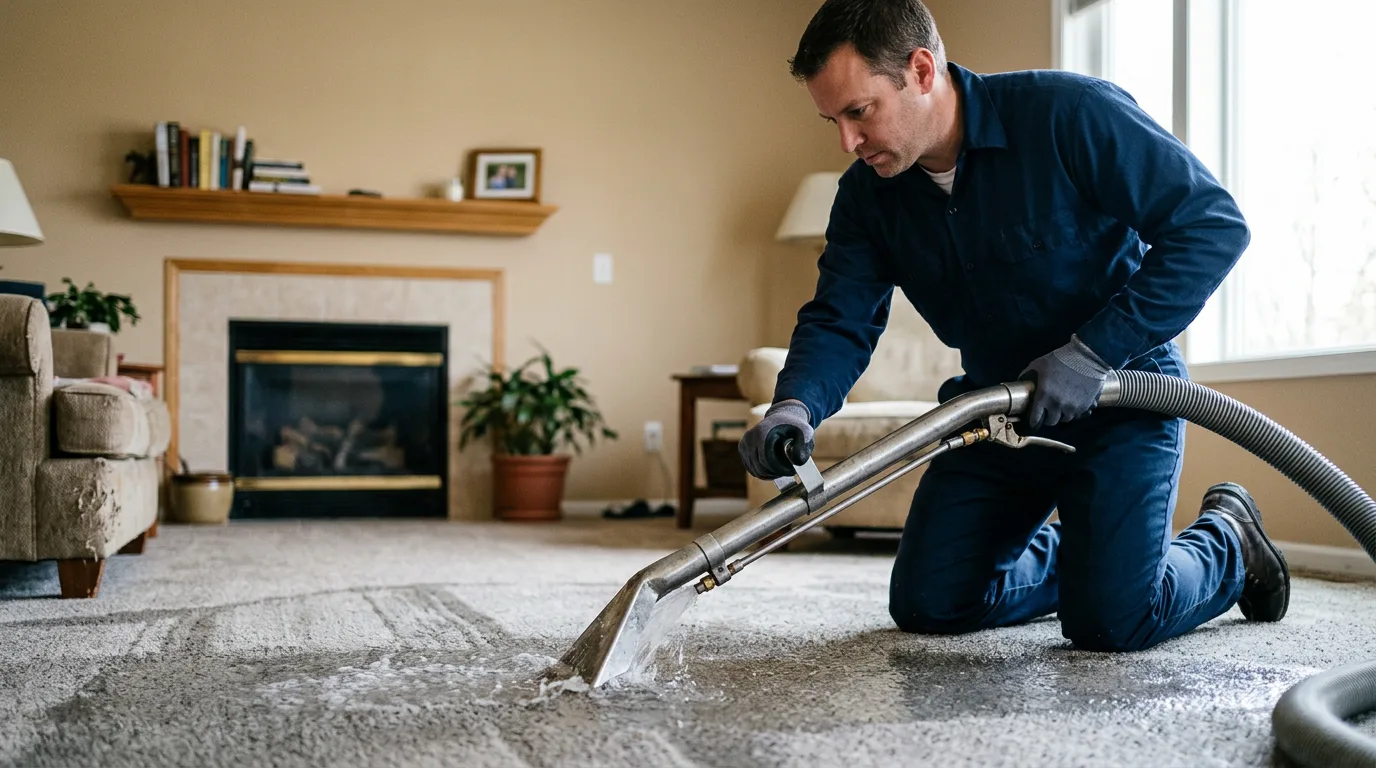 Water damage restoration technician working near Blue Ball, PA